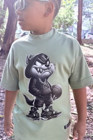 CAMISETA OVER KIDS TAZ-VERDE